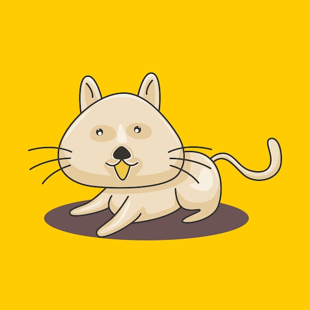 Illustration Vectorielle D'un Chat Mignon Souriant Heureux Avec Une Pose Unique