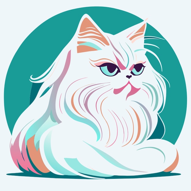 Vecteur illustration vectorielle de chat persan à plat
