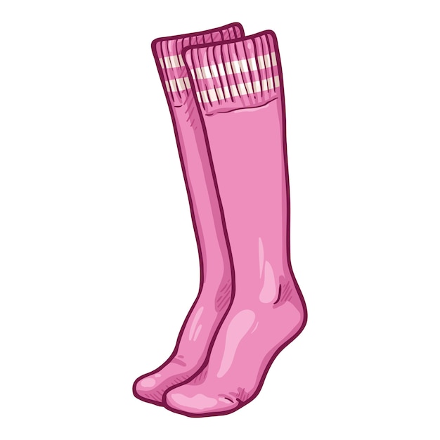 Illustration vectorielle de chaussettes hautes roses de dessin animé