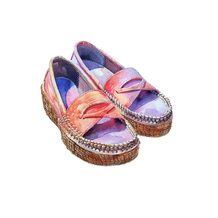 Vecteur illustration vectorielle de chaussures espadrilles dans le style aquarelle