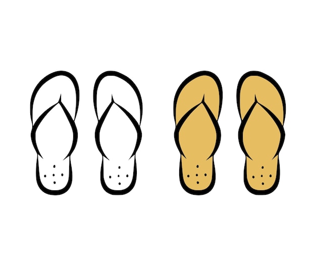 Illustration vectorielle de chaussures pantoufles de plage dans un style dessiné à la main sur fond blanc