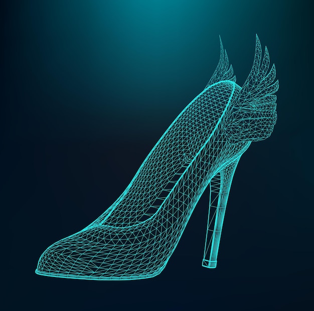 Illustration vectorielle de chaussures à talons hauts pour femmes. La grille structurelle des polygones.