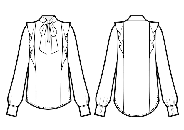 Illustration vectorielle de chemisier à col cravate pour femmes