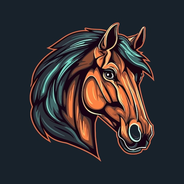 Illustration vectorielle de cheval de conception de logo de style esport