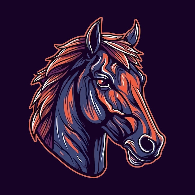 Illustration vectorielle de cheval de conception de logo de style esport