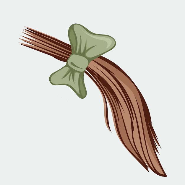 Illustration Vectorielle De Cheveux De Cape Curl Dessinée à La Main Avec Un Arc Vert