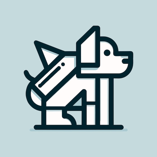 Vecteur illustration vectorielle de chien avec une fusée sur le dos dans un design simple délimité icône d'interface utilisateur d'autocollant mignon