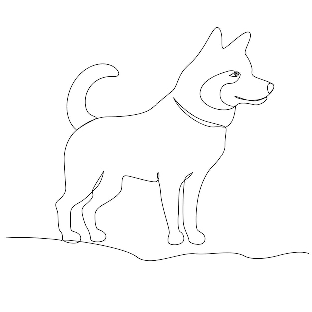 Vecteur illustration vectorielle de chien une ligne art contour