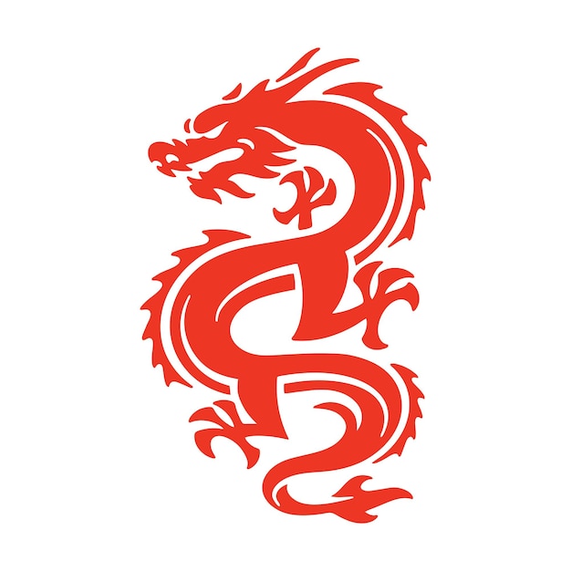 Vecteur illustration vectorielle chinoise du dragon silhouette du dragon