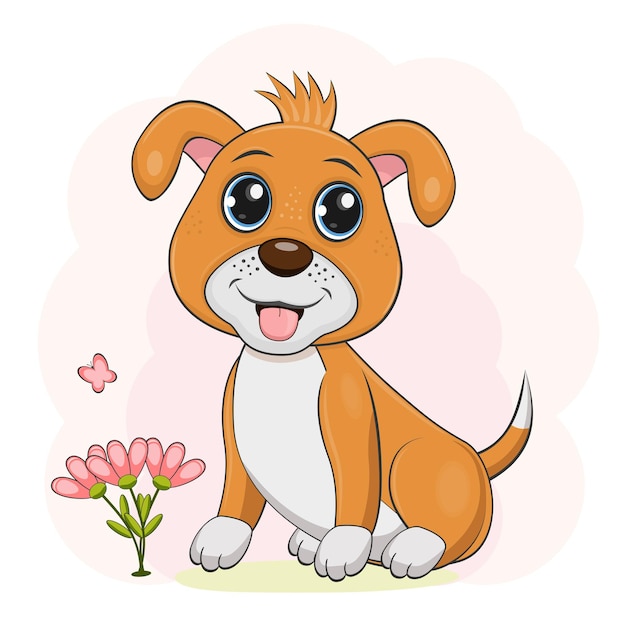 Illustration Vectorielle D'un Chiot De Dessin Animé