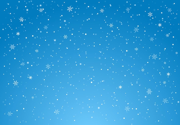 Illustration Vectorielle Avec Des Chutes De Neige Sur Fond De Ciel Bleu Du Joyeux Noël Et Bonne Année.