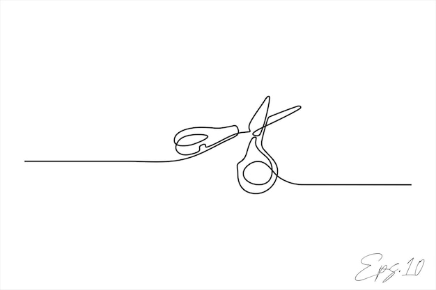 illustration vectorielle de ciseaux ligne continue