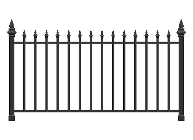 Illustration vectorielle de clôture en acier réaliste isolée sur blanc