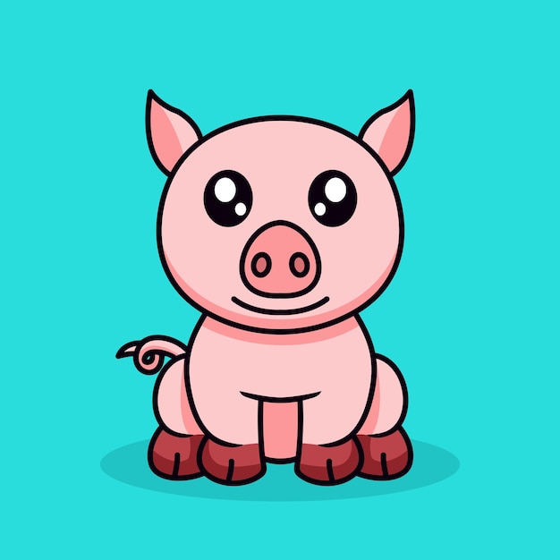 Illustration vectorielle de cochon mignon et animal chibi