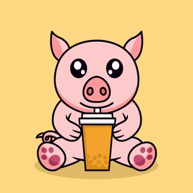 Illustration Vectorielle De Cochon Mignon Et Animal Chibi