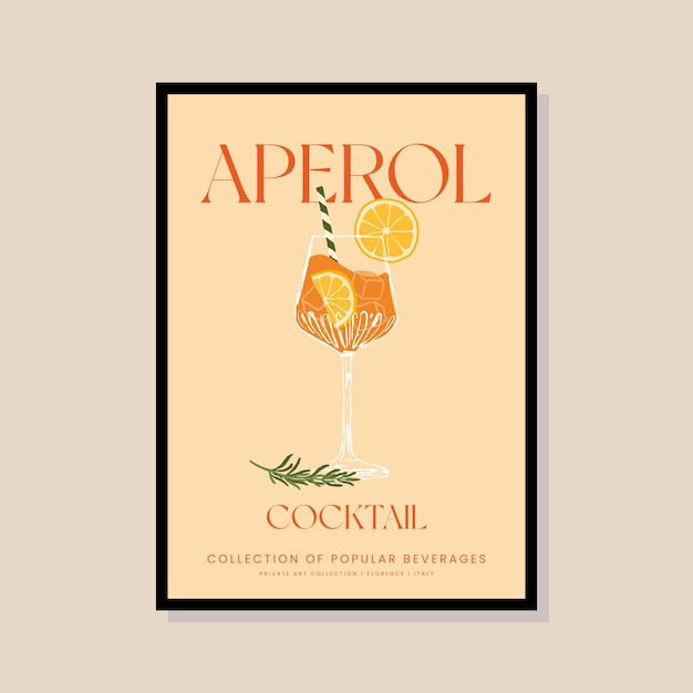 Vecteur illustration vectorielle de cocktail dans un cadre d'affiche pour une galerie d'art moderne