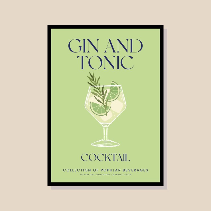 Vecteur illustration vectorielle de cocktail dans un cadre d'affiche pour une galerie d'art moderne