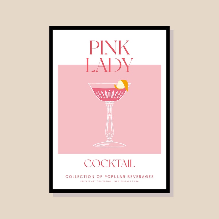 Vecteur illustration vectorielle de cocktail dans un cadre d'affiche pour une galerie d'art moderne