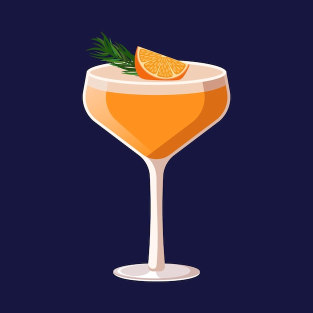 Illustration vectorielle d'un cocktail d'orange dans un verre coupé