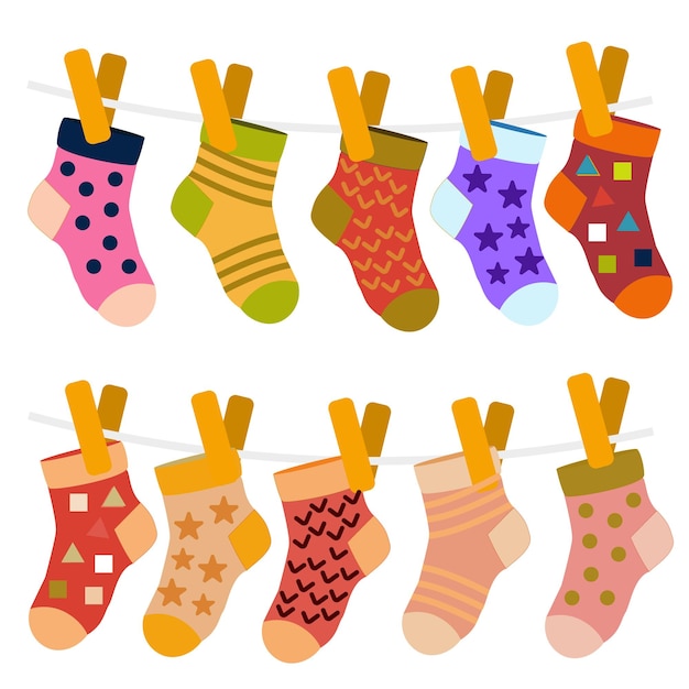 Illustration vectorielle de la collection de chaussettes suspendues