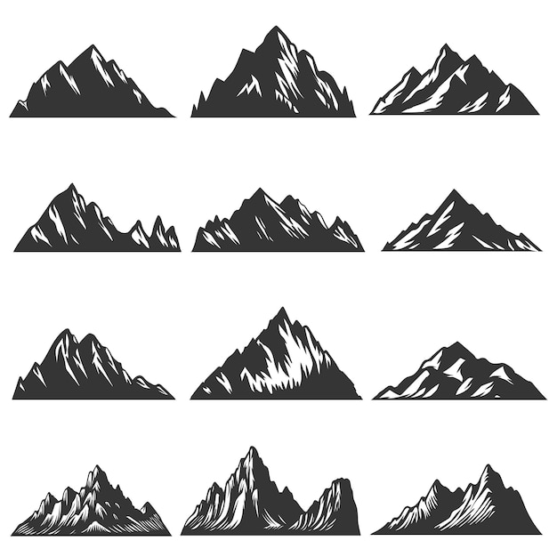 Illustration vectorielle de la collection d'éléments de montagne