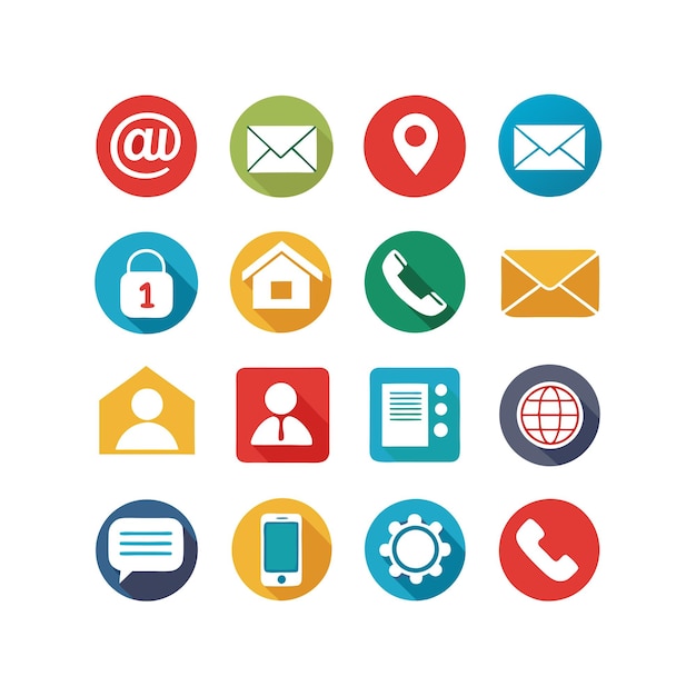 Illustration vectorielle de la collection d'icônes de contact pour les sites Web et les applications mobiles