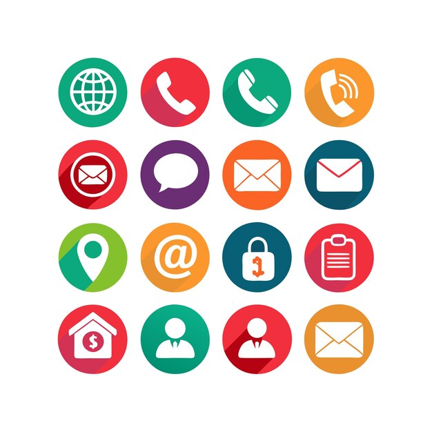 Illustration vectorielle de la collection d'icônes de contact pour les sites Web et les applications mobiles