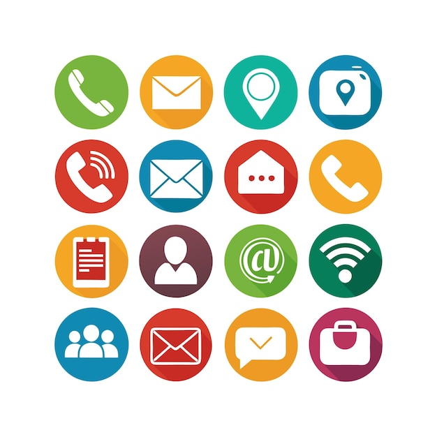 Illustration vectorielle de la collection d'icônes de contact pour les sites Web et les applications mobiles