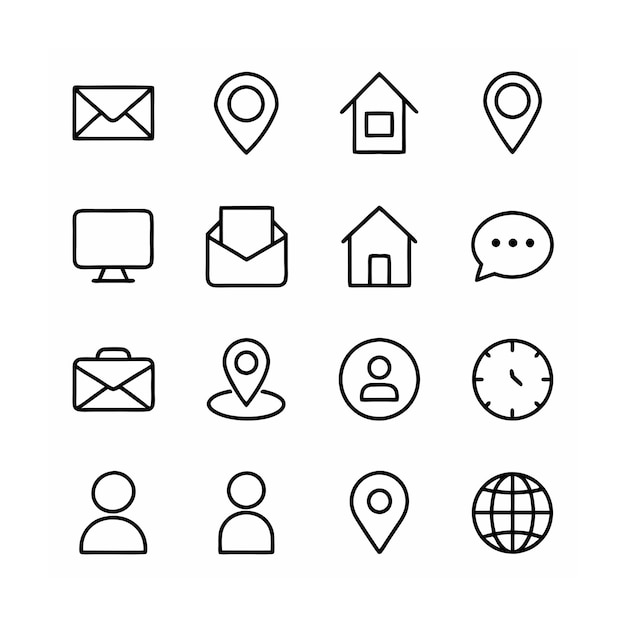 Illustration vectorielle de la collection d'icônes de contact