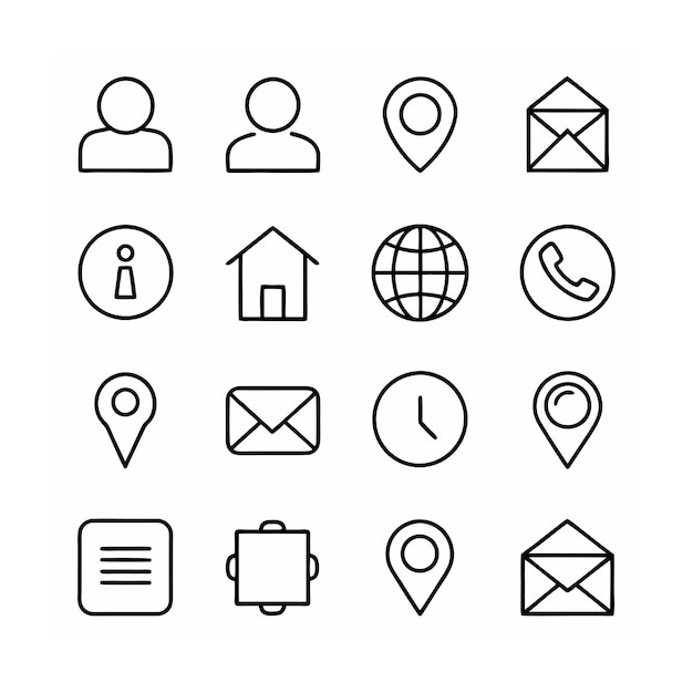 Illustration vectorielle de la collection d'icônes de contact