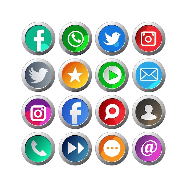 Illustration vectorielle de la collection d'icônes des médias sociaux