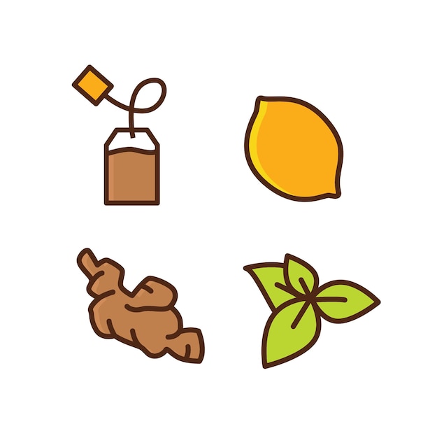 Vecteur illustration vectorielle de la collection d'icônes de thé organique