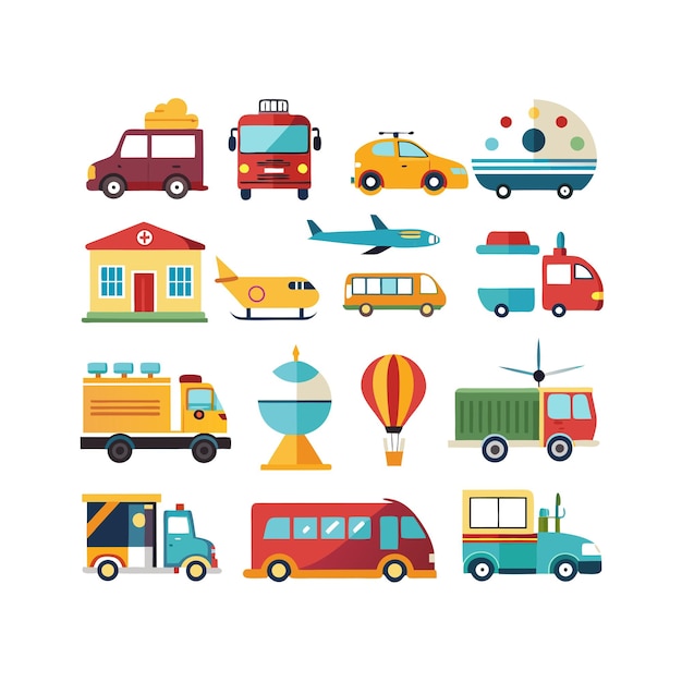 Illustration vectorielle de la collection d'icônes de transport
