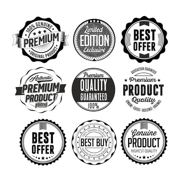 Illustration vectorielle de la collection de jeux de vente de badges