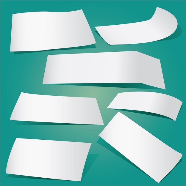 Vecteur illustration vectorielle de la collection de morceaux de papier sur un fond verdâtre