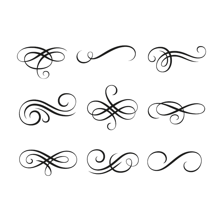 Vecteur illustration vectorielle de la collection d'ornements floraux en tourbillons