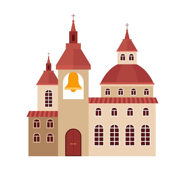 Vecteur illustration vectorielle coloré plat de bâtiment de l'église