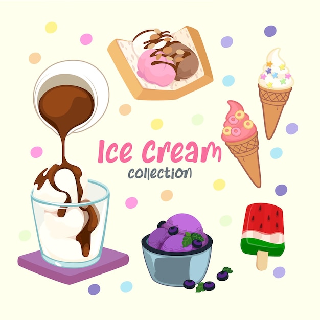 Une Illustration Vectorielle Colorée D'une Délicieuse Crème Glacée