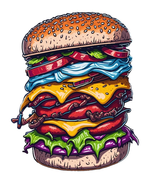 Illustration vectorielle colorée du hamburger isolée sur fond blanc