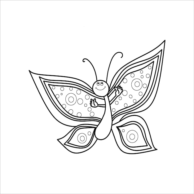 Illustration vectorielle colorée de papillon mignon, livre de coloriage d'été pour les enfants.