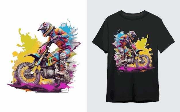 Vecteur une illustration vectorielle colorée d'un t-shirt de motards
