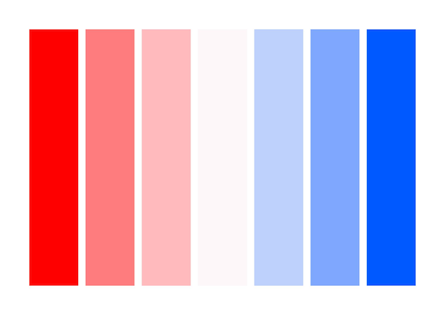 Illustration Vectorielle De Combinaison De Palettes De Teintes Rouges Et Bleues