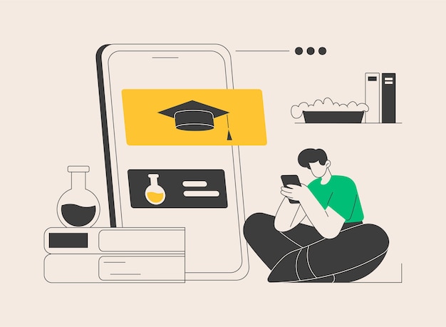 Illustration vectorielle de concept abstrait d'apprentissage mobile
