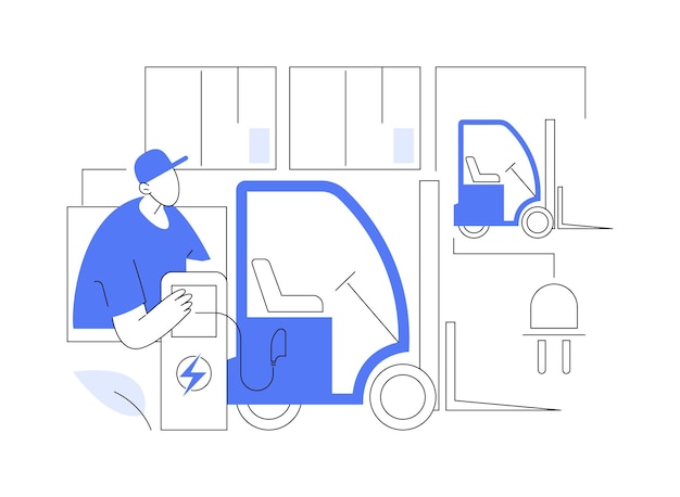 Illustration vectorielle de concept abstrait de chariot élévateur électrique