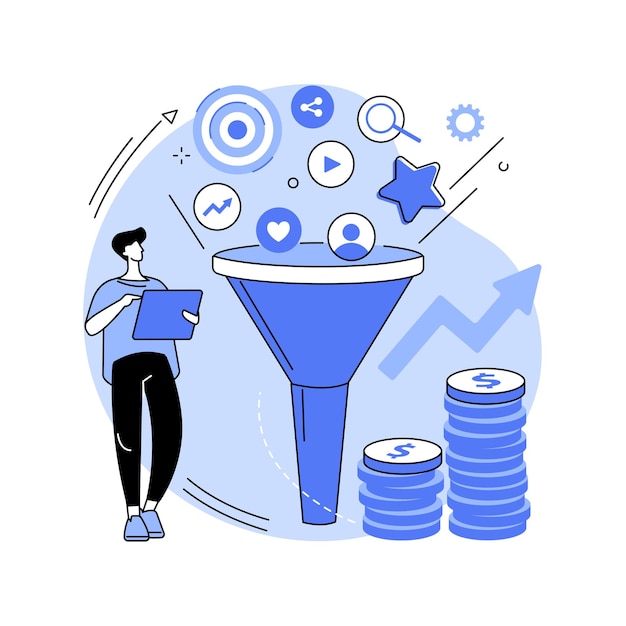 Illustration vectorielle de concept abstrait d'entonnoir de marketing