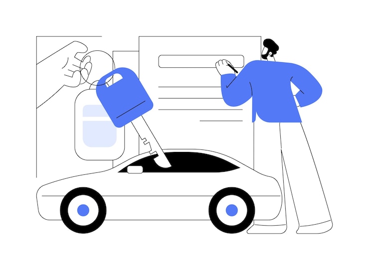 Vecteur illustration vectorielle de concept abstrait de location de voiture