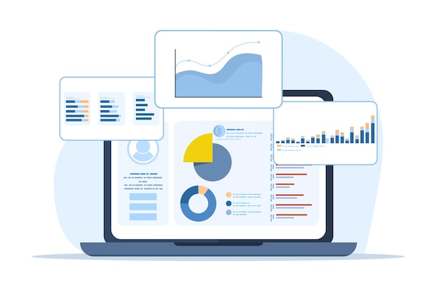 illustration vectorielle sur le concept d'analyse de marketing ou d'étude de marché