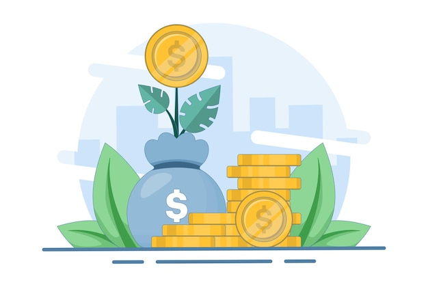illustration vectorielle sur le concept d'argent ou de succès financier ou de croissance monétaire