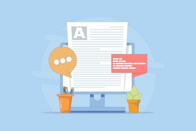 illustration vectorielle sur le concept de blog ou le marketing de contenu ou le concept de Blog et SMM