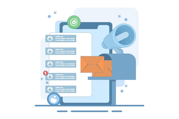 illustration vectorielle sur le concept de boîte aux lettres avec une nouvelle icône de notification de message